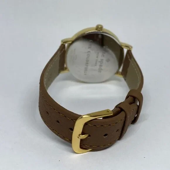 Kate Spade New York 0009 Womens Brown Leather Analog Gold Dial Wrist Watch VK155 - Picture 10 of 12